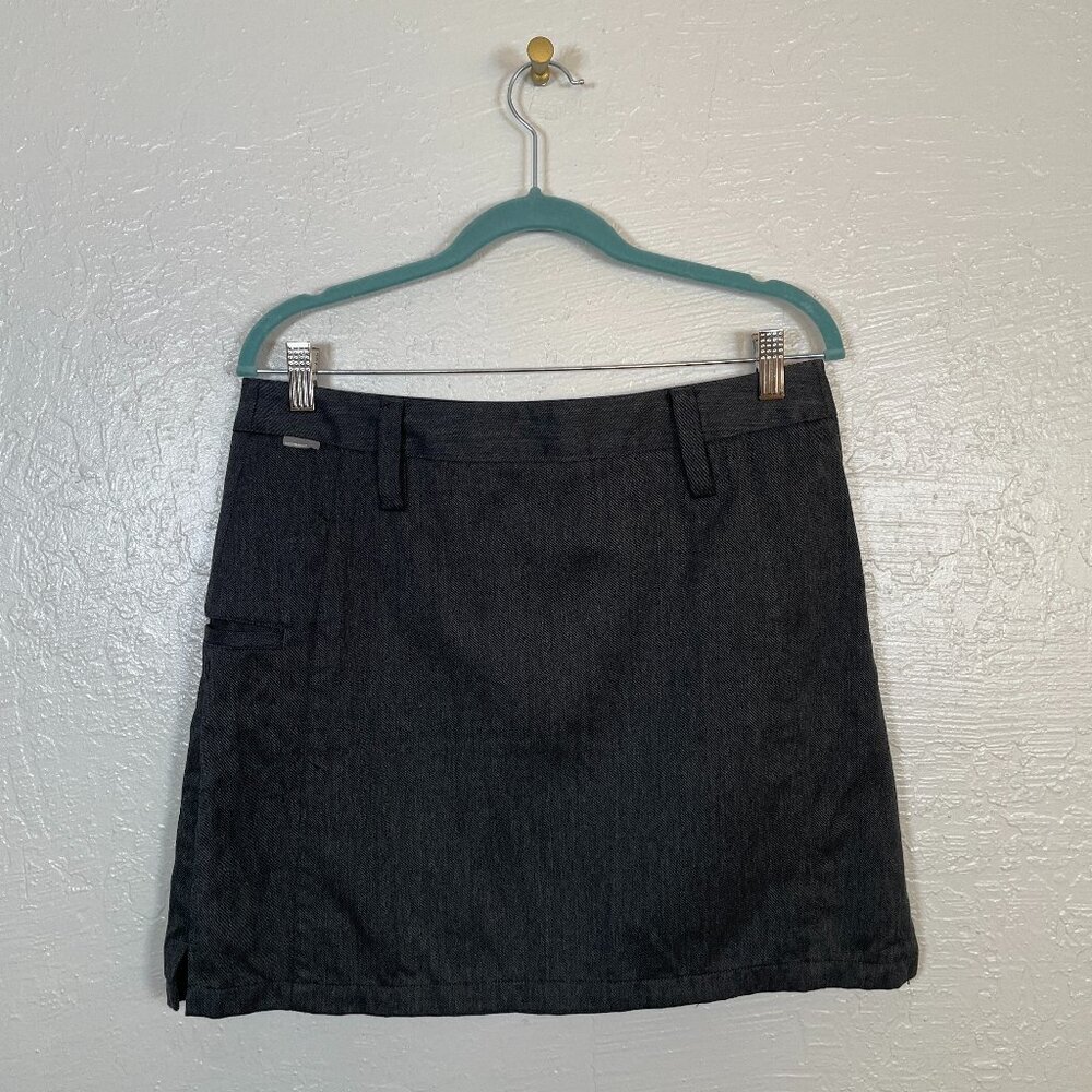 ICEBREAKER Women 30 Dark Gray Merino Wool Blend Mini Skirt Granola Crunchy Gorp